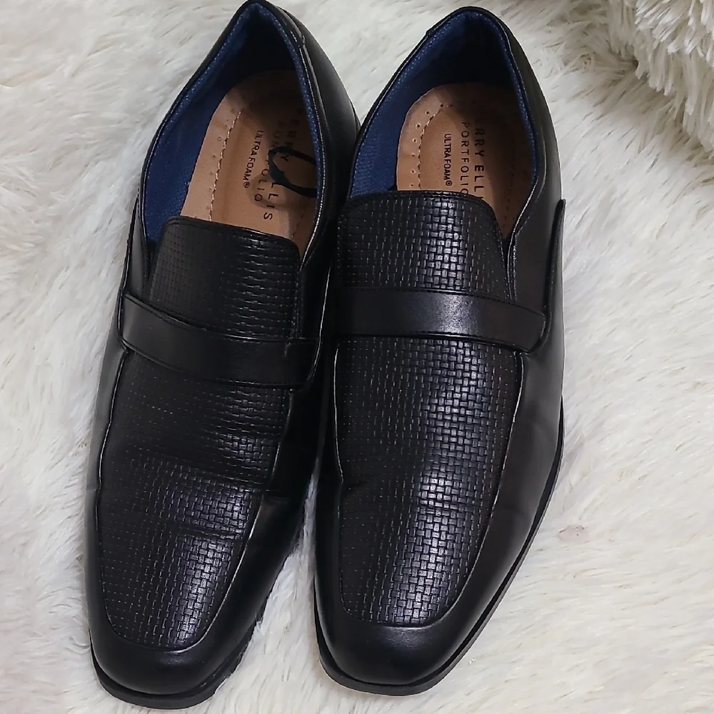 PERRY‎ ELLIS Men's Jackard Classic Black Slip On Loafers - Size 11
